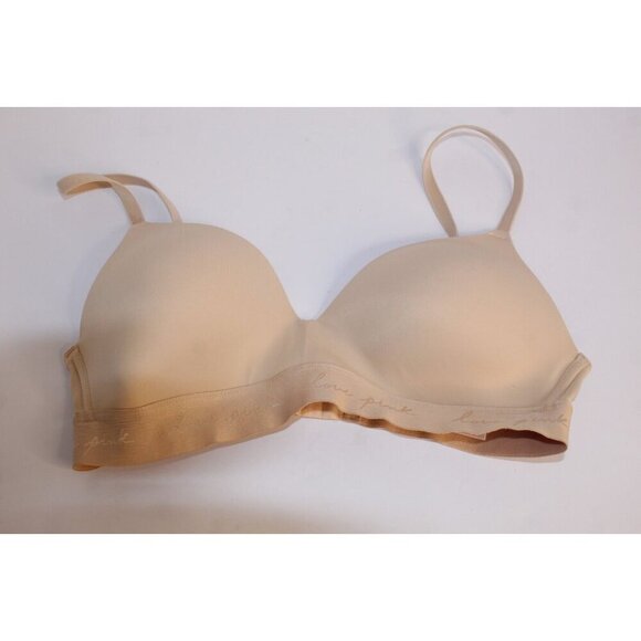 PINK Victoria's Secret 36C Beige Pink Solid Wear Everywhere Wireless Lightly Bra - Picture 2 of 8